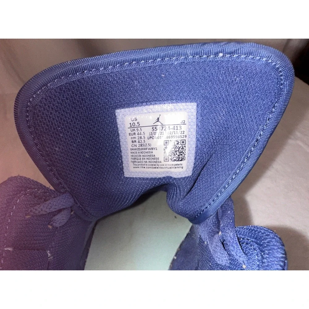 Air Jordan 1 Mid Blue Mint Navy White Sneakers 554724-413 Mens 10.5